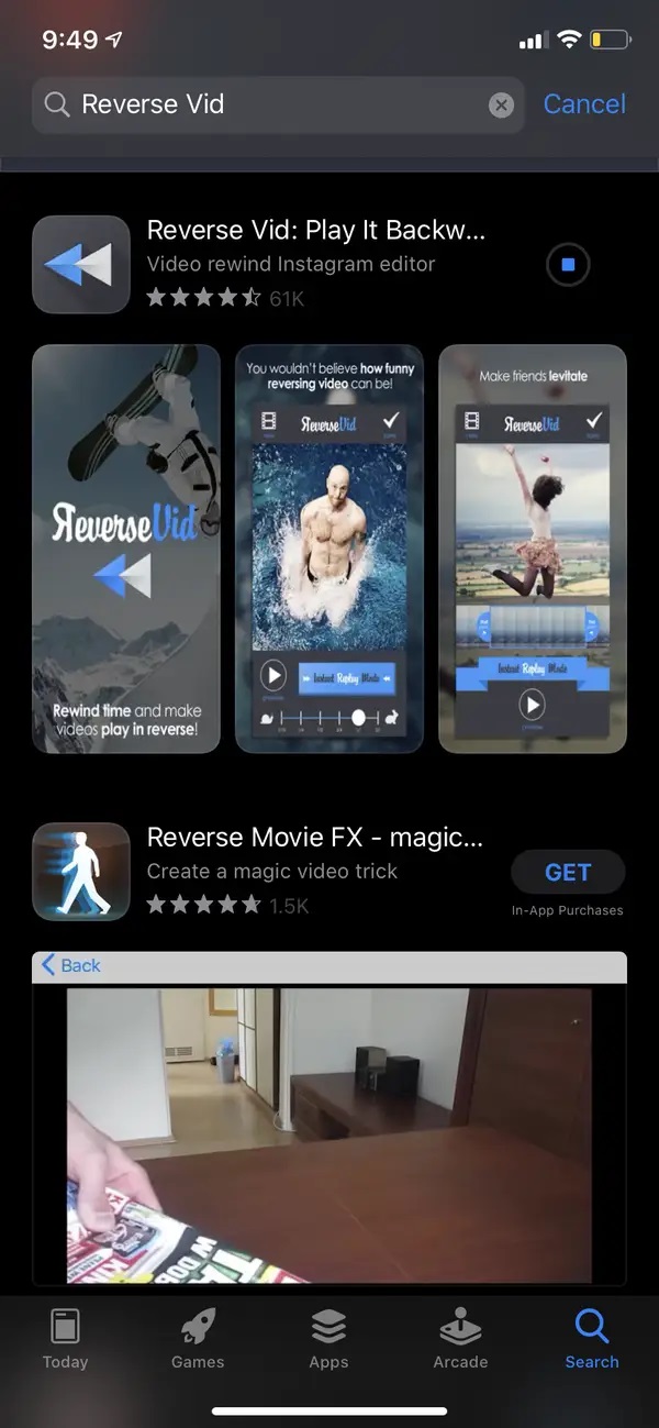 reverse video on imovie iphone